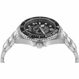 Philipp Plein The $kull Diver Black Dial Silver Steel Strap Watch For Men- PWOAA0522 Authentic Buy Shop Now