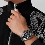 Philipp Plein The $kull Diver Black Dial Silver Steel Strap Watch For Men- PWOAA0522 Authentic Buy Shop Now