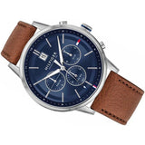 Tommy Hilfiger Kyle Multifunction Blue Dial Brown Leather Strap Watch for Men - 1791629 Buy Now By Tommy Hilfiger