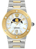 Versace Greca Logo Moonphase Mother of Pearl Dial Two Tone Steel Strap Watch for Women - VE7G00524 Buy Now By Versace