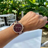 Michael Kors Parker Chronograph Red Dial Red Leather Strap Watch For Women - MK6986 Buy Now By Michael Kors