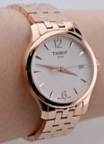 Tissot T Classic Tradition Lady White Dial Rose Gold Steel Strap Watch for Women - T063.210.33.037.00 Buy Now By Tissot