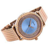 Guess Willow Crystal Blue Dial Rose Gold Mesh Bracelet Watch For Women - W0836L1 Buy Now By Guess