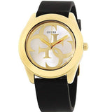 Guess G Twist Gold Dial Black Leather Strap Watch for Women - W0911L3 Buy Now By Guess
