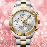 Tissot PR 100 Sport Chic Chronograph Silver Dial Two Tone Steel Strap Watch For Women - T101.917.22.031.00 Buy Now By Tissot