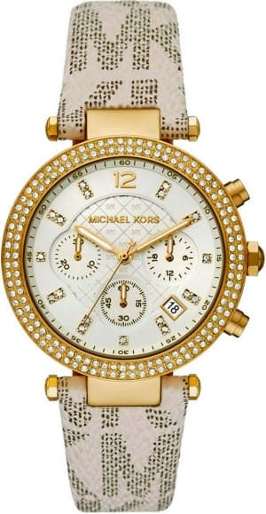 Michael Kors Parker Chronograph White Dial White Leather Strap Watch For Women - MK6916 Buy Now By Michael Kors