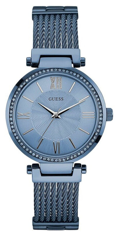 Guess Soho Diamonds Blue Dial Blue Mesh Bracelet Watch For Women - W0638L3 Buy Now By Guess